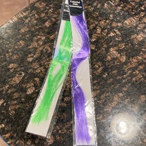 Vibrant Green and Purple Hair Extensions